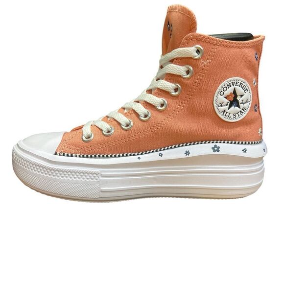 New Converse Women's Chuck Taylor All Star Move Platform Daisies Peach Sneakers - Picture 2 of 7